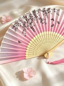 1 buah Kipas Lipat Klasik, Kipas Bambu Buatan Tangan dengan Motif Bunga Sakura dan Hiasan Rumbai - Hadiah Elegan untuk Wanita, Souvenir Pernikahan, Aksesori Pakaian Tradisional Tiongkok, Cocok untuk Musim Semi/Panas, Dekorasi Pernikahan dan Pajangan Rumah - Beraneka warna - View 9