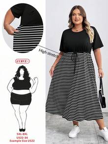 SHEIN CURVE+ Size 時尚傳統休閒通勤機場優雅返校穿搭服飾 2026 秋冬 22W - 黑與白 - 查看 10