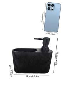 Black Dish Soap Dispenser With Sponge Holder, Refillable Kitchen Soap Pump, 2-In-1 Countertop Soap Pump Dispenser, Suitable For Kitchen Sink And Bathroom - Black - View 3