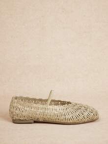 Rosivie Women's Shoes Fashion Woven Casual Versatile Breathable Comfortable Champagne Flat Shoes, Suitable For Christmas - Champagne 1 - View 6