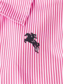 SHEIN 3件套 黃色長袖條紋數位印花襯衫、黑色長褲、細肩帶背心，適合春夏戶外穿著 - 粉色 - 查看 5