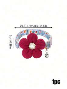 PETSIN 1 Stück Frühlings-Blumen-Haustierhalsband - Weicher Baumwollstoff mit Gänseblümchen-Muster, 3D-gestrickte Blume mit Strass-Akzent, verstellbare Schnellverschluss-Schnalle mit Glocke, frische Cottagecore-Ästhetik, perfekt für Picknicks und Spaziergänge Outdoor, passend für kleine Hunde und Katzen - Verschiedenfarbig - Übersicht 13