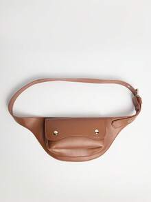 MUSERA Brown PU Pocket Detail Belt Spring Summer Fall Winter Casual Cool Vacation - Brown - View 3