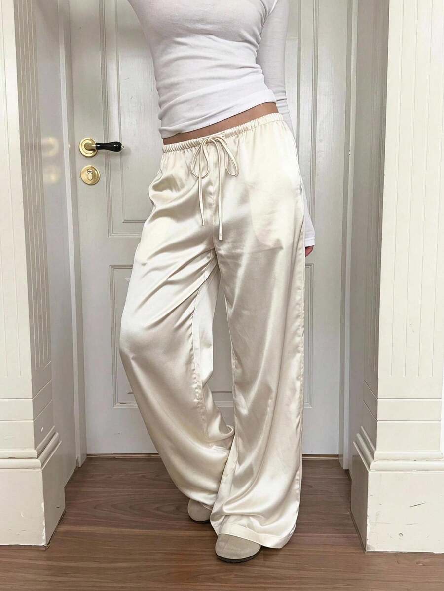 CovetEZ Women's Apricot Casual Versatile Long Pants - Beige - View 1