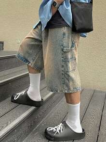 DAZY Jeans de hombre de verano unicolor con efecto lavado y desgastado - Azul - Ver 7