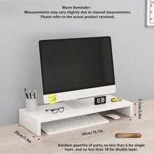 1 pieza Soporte elevador para monitor; Elevador de monitor de computadora de escritorio, Soporte elevado para pantalla, Estante organizador de escritorio de oficina para laptop, Adecuado para escritorio de oficina - Multicolor - Ver 10