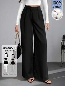 SHEIN Tall 女款休閒商務通勤黑色長褲 - 黑色 - 查看 3