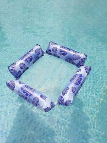 1pc Inflatable Pool Float 4-Tube Monstera Leaf Turtle Back Float & 2-Tube Monstera Leaf Mesh Hammock, Summer Water Floats For Pool & Beach - 4 tubes of leaves - View 5