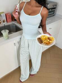 ZzzCrew Women's Fresh Striped Top And Plaid Pants Pajama Set - Multicolor - View 5