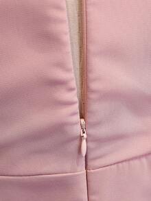 Tween Girls Elegant Back To School Party Wedding Pink Chiffon Halter Neck Hi Waist Cinched Dress - Pink - View 2