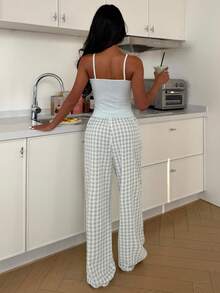 ZzzCrew Women's Fresh Striped Top And Plaid Pants Pajama Set - Multicolor - View 2