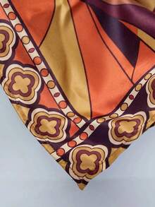 MUSERA Mixed Print Satin Headscarf Spring Summer Vacation Sexy Holiday Accessory Roja Del Sol - Multicolor - View 6