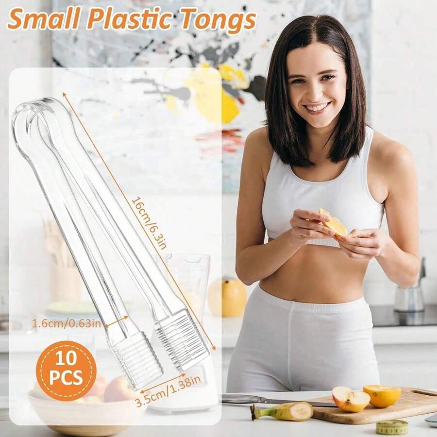 6/10 Pcs Buffet Tongs, 6.3 Inch Mini Food Service Utensil Clip, Transparent Kitchen Tong, Mini Ice Tong, Mini Dining Clip, Sugar Cube Mini Ice Tong For Tea & Coffee Parties, Celebrations, Bars, Salad, Dessert, Sandwich, Barbecue, Cookies - transparent - View 1