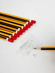 HB Pencils, Yellow Striped Poplar Wood Barrel, 0.7mm Medium Tip, HB Hardness - Ideal For Students And Office Use - A - View 4