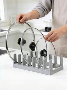1 Pack Multifunctional Drainage Storage Rack, Kitchen Pot Lid Dish Utensil Organizer, Desktop Divided Book Shelf For Study Room - Multicolor - View 7