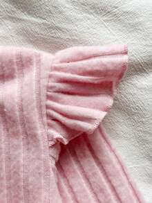 SHEIN Vintaside Kids 女嬰 3件組可愛荷葉袖多色羅紋針織連身衣套裝，適合秋冬日常穿著 - 彩色 - 查看 4