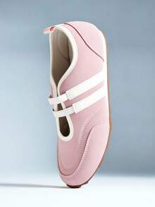 Solezae Giày thể thao nữ thoải mái, dễ thương, có dây thun co giãn, kiểu giày ballet. - Hồng - Xem 3