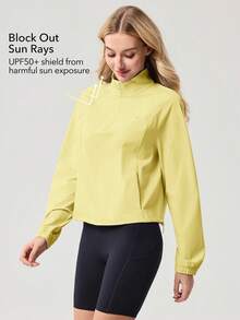 OutZeal Sports Tee Workout Gym UV Protection Cool Touch Front Half Zip With Pockets Long Sleeve T-Shirt - Yellow - View 3