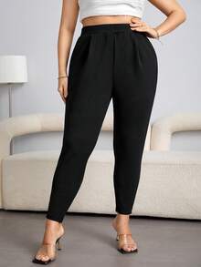 Shapeblank Plus High Waist Plicated Detail Tapered Pants Fall - Black - View 5