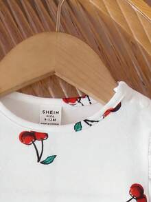 SHEIN LMoss Barboteuse tricotée à manches longues avec boutons-pression, design cœur ivoire mignon pour bébé fille nouveau-né, automne/hiver - Multicolore - Voir 4