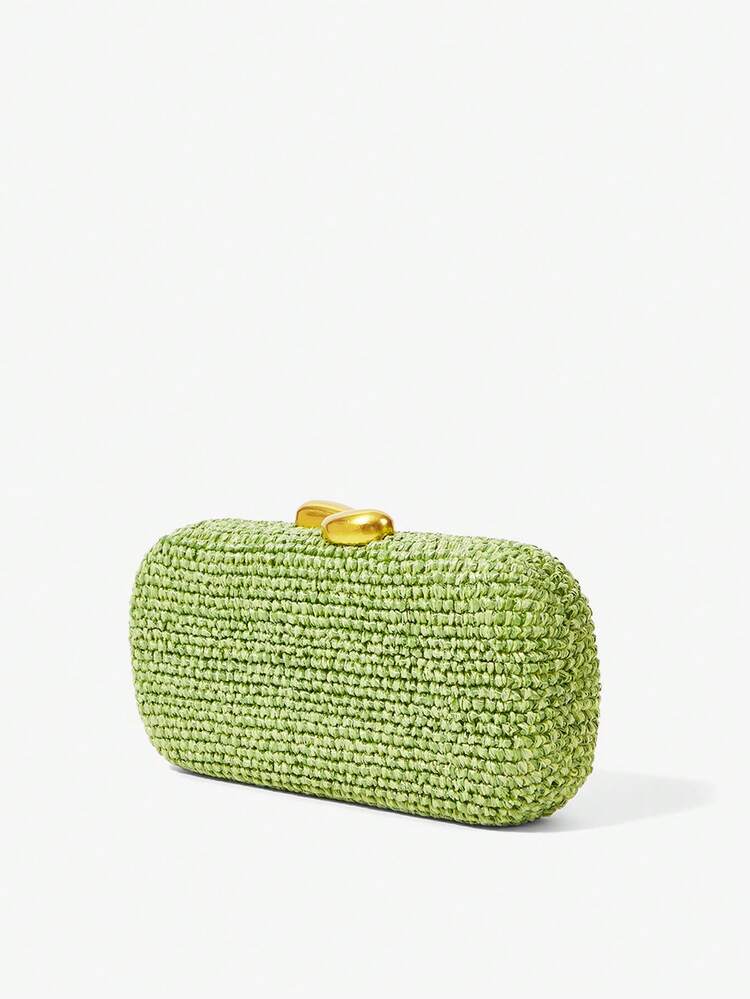 Maija Ladies, Women Clutch, Straw Bag, Grass Green Straw Woven Bag, Fashionable, Elegant, Simple, Personalized, Versatile, For Beach, Vacation, Holiday, Summer, Seaside, Beach Party - Green - View 2