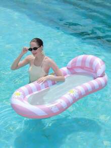 1pc Inflatable Pool Float – Striped Mesh Water Hammock & Mermaid Gradient Glitter Floating Lounge, Summer Pool Floats For Adults - No lounge chair - View 9