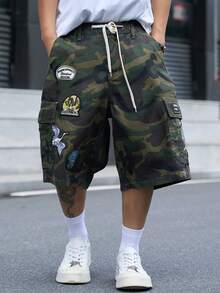 Manfinity Denimwave Men's Streetwear Casual Multi-Pocket Camouflage Denim Shorts - Army Green - View 8