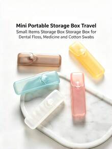 5 Packs Mini Portable Storage Boxes (Random Colors), Compact Travel Organizer Case For Floss, Pills, Toothpicks & Cotton Swabs, Sanitary Container For Oral Care, Not For Food Use - multicolor - View 2
