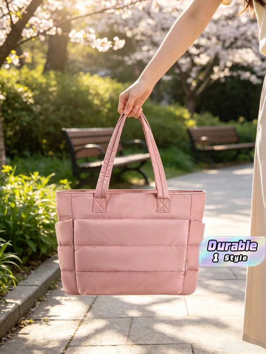 One-Piece Large-Sized 2026 New Style Lady's Diamond Stitch Quilted Handbag Set - Multi-Compartment Storage Design With Cup Holder And Computer Sleeve, Perfect For Daily Commuting, Short Trips, Weekend Outings, A Simple Weekend Travel Bag. - Multicolor - View 1