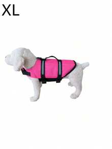 1pc Dog Life Jacket, Adjustable Dog Swimwear, High Buoyancy With Rescue Handle, Suitable For Small, Medium And Large Dogs For Swimming And Boating - Rose Red - View 7