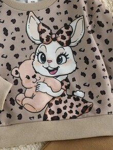 SHEIN Playful Pals 女嬰卡通印花圓領休閒日常長袖運動衫 - 彩色 - 查看 9