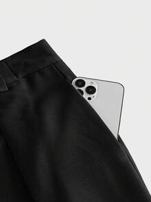 AXEPEAK Men's Solid Color Pleated Wide Leg Pants - Black - View 6