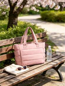 One-Piece Large-Sized 2026 New Style Lady's Diamond Stitch Quilted Handbag Set - Multi-Compartment Storage Design With Cup Holder And Computer Sleeve, Perfect For Daily Commuting, Short Trips, Weekend Outings, A Simple Weekend Travel Bag. - Multicolor - View 5