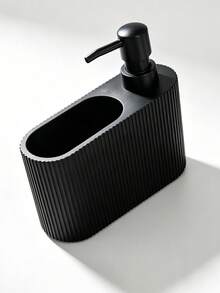 Black Dish Soap Dispenser With Sponge Holder, Refillable Kitchen Soap Pump, 2-In-1 Countertop Soap Pump Dispenser, Suitable For Kitchen Sink And Bathroom - Black - View 2