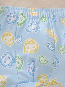 CoComelon X SHEIN 2件組 男童幼童內衣套裝 超級寶貝小男孩背心與內褲 - 藍白色 - 查看 5