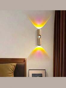 Magnetic Rechargeable Led Wall Lights, Motion Sensor Night Light, Wireless Battery-Powered Lamp, Adhesive Rotatable Portable Light, Dimmable And Adjustable Color Temperature, For Bedroom, Bathroom, Stairs, Cabinets, And Home Decoration - Multicolor - View 7