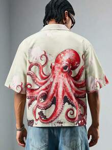 ROMWE MEN Men's Casual Octopus Print Vacation Shirt - Multicolor - View 5