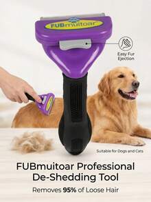 PETSIN 1Pc Pet Grooming Deshedding Brush For Dogs & Cats, One-Click Release Undercoat Shedding Comb, Professional Grooming Tool For Short & Long Hair, Effective Fur Remover Brush For Small Large Pets, Ergonomic Handle Pet Hair Removal Tool - View 1