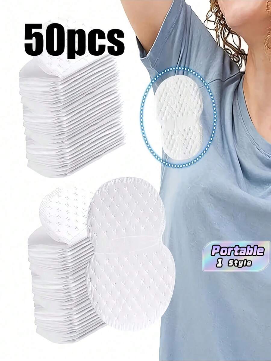 50 Pieces Disposable Underarm Sweat Pads Ultra Breathable Invisible Lightweight Odor Free Comfort Sweat Absorbing Liners Easy To Use For Men Women Summer Travel Outdoor Activities - multicolor - View 1