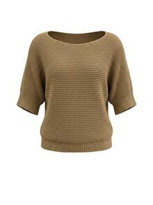 Balvessa Damen Grobstrick Pullover mit Cut-outs, locker geschnitten, , Drop-Shoulder, verkürzter Länge - Kaffeebraun - Übersicht 3