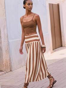 Maija Women's Striped Pleated Casual Skirt - Multicolor - View 5
