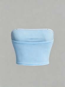 Top de tubo de unicolor simple y versátil para niñas preadolescentes para vacaciones y playa - Multicolor - Ver 2