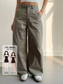 Livesso Tall Women's Loose Straight Leg Casual Cargo Pants, Tall Women - Army Green - View 1