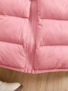 Abrigo acolchado con capucha de felpa de unicolor lindo para bebé, versátil para otoño/invierno - Multicolor - Ver 5