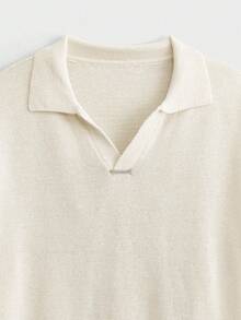 EASEVO Men's Plus Size Solid Color Casual Versatile Daily Wear Knit Top - White - View 6