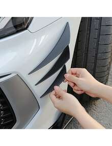 6Pcs Universal Car Front Bumper Deflector Wind Knife, Carbon Fiber Pattern Bumper Splitter Canards, Automotive Exterior Modification Spoiler Trim, Self-Adhesive Aerodynamic Decor Accessories, Fit Most Vehicle Models, Sport Car Styling Upgrade Parts - A - View 6