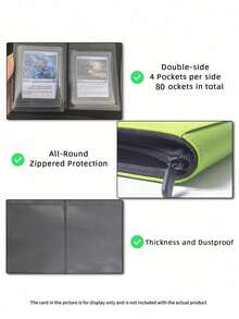 MINKOJA Kapasitas 80 Kartu | Binder Kartu 3" X 4" | Portfolio Resleting Kulit PU Cocok Untuk Kartu TCG/MTG/Olahraga - MultiWarna - View 8