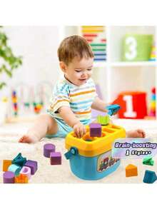 Baby Toy Shape Sorting Learning Blocks, Toddler Toys And Garden Building Toys, Abc And Shape Blocks, Shape Sorting Game, Children'S Educational Toys (Some Parts Sent Randomly) - Multicolor - View 2