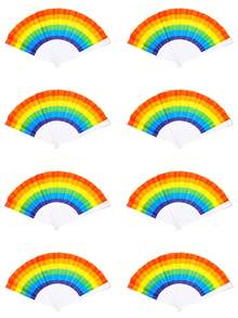 4-Piece Set Of Large Rainbow Folding Hand Fans, Rainbow Folding Fans, Colorful Hand Fans, Rainbow Folding Fans, Rainbow Lgbt Party Decoration Hand Fans - Bright And Portable Accessories Suitable For Pride Events And Outdoor Gatherings - View 6