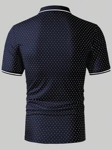 Manfinity Homme Polo estiva casual da uomo con stampa all-over e maniche corte - Blu reale - Visualizzare 2